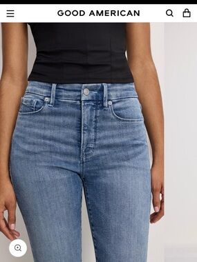 Good American High-Rise Slim Straight Jeans - Medium Blue Wash (29 inseam)